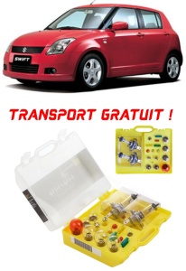 Kit trusa Set becuri H4 compatibila cu Suzuki Swift III din 2004 - 2010 , bec far, semnalizare , pozitie, iluminare numar, frana, plafoniera, stop frana