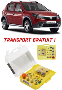 Kit trusa Set becuri H7 compatibila cu Dacia Sandero II din 2012 - 2020 , bec far, semnalizare , pozitie, iluminare numar, frana, plafoniera, stop frana