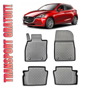 Mazda 2 III, Hatchback, Din 02.2015 - Prezent , Set Covorase Auto Tip Tavita Premium 3D, din cauciuc
