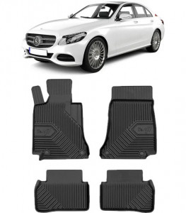 Mercedes C-Class W205 Din 10.2014 - 02.2021, Combi , Set Covorase Auto Tip Tavita Premium 3D, din cauciuc accesorii pentru autoturismul tau - masina v168185