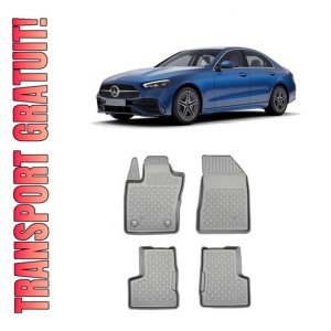 Mercedes C-Class W206 Din 06.2021 - Prezent, Sedan , Set Covorase Auto Tip Tavita Premium 3D, din cauciuc