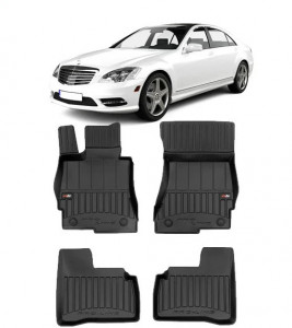 Mercedes Clasa S W221, Sedan, Din 07.2005 - 06.2013 , Set Covorase Auto Tip Tavita Premium 3D, din cauciuc accesorii pentru autoturismul tau - masina v171950