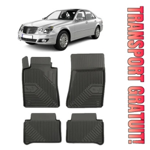Mercedes E-Class W211 Din 2002 - 02.2009, Sedan , Set Covorase Auto Tip Tavita Premium 3D, din cauciuc