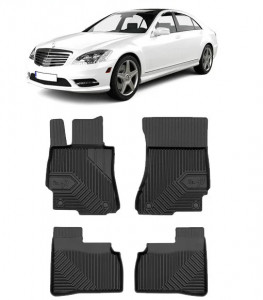Mercedes S-Class W221 Din 07.2005 - 06.2013, Sedan , Set Covorase Auto Tip Tavita Premium 3D, din cauciuc accesorii pentru autoturismul tau - masina v169380