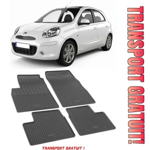Nissan Micra K13, Hatchback, fabricat din 06.2013 - 02.2017, Facelift, set covorase auto dedicate, din cauciuc 100% Premium - Transport Gratuit