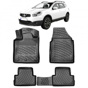 Nissan Qashqai I (J10) 2006-2013 Set 4 covorase auto din cauciuc tip tavita premium line 3D accesorii pentru autoturismul tau - masina v243456