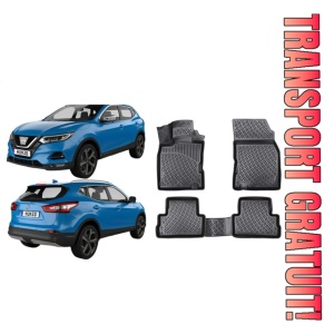 Nissan Qashqai II (J11) 2013-2021 Set 4 covorase auto din cauciuc tip tavita premium line 3D - Transport Gratuit!