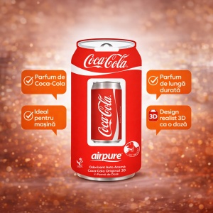 Odorizant Auto 3D Coca Cola Original, Tip Doza, Clip Ventilatie, Parfum Intens și Persistent, Design Realist, Vegan Friendly - Img 2