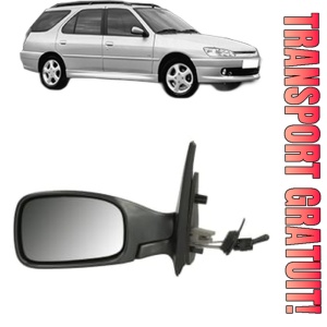 Oglinda Stanga PEUGEOT 306 Break (7E, N3, N5) din 1997 - 2002, Auto, Reglaj mecanic, Completa