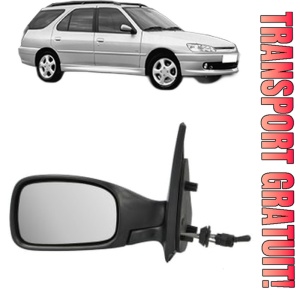 Oglinda Stanga PEUGEOT 306 Break (7E, N3, N5) din 1997 - 2002, Auto, Reglaj mecanic, Completa