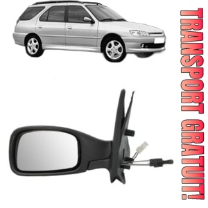 Oglinda Stanga PEUGEOT 306 Break (7E, N3, N5) din 1997 - 2002, Auto, Reglaj mecanic, Completa