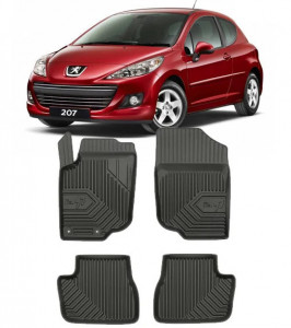 Peugeot 207 Din 2006 - 2012, Hatchback , Set Covorase Auto Tip Tavita Premium 3D, din cauciuc accesorii pentru autoturismul tau - masina v166048