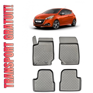 Peugeot 208 II, Hatchback, Din 06.2019 - Prezent , Set Covorase Auto Tip Tavita Premium 3D, din cauciuc