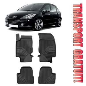 Peugeot 307 208 II Din 06.2019 - Prezent, Hatchback , Set Covorase Auto Tip Tavita Premium 3D, din cauciuc