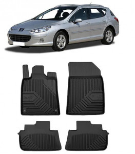 Peugeot 407 Din 2004 - 12.2010, Combi , Set Covorase Auto Tip Tavita Premium 3D, din cauciuc accesorii pentru autoturismul tau - masina v166351