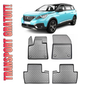 Peugeot 5008 II, Suv, Din 07.2017 - Prezent , Set Covorase Auto Tip Tavita Premium 3D, din cauciuc