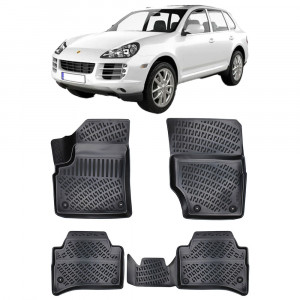 Porsche Cayenne I 2003-2010 Set 4 covorase auto din cauciuc tip tavita premium line 3D