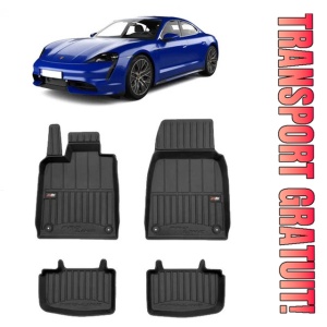 Porsche Taycan Electric Din 01.2020 - Prezent, Coupe , Set Covorase Auto Tip Tavita Premium 3D, din cauciuc