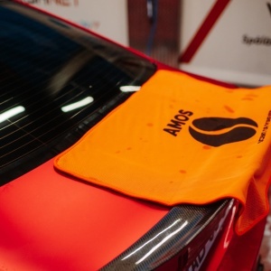 Prosop microfibra ultra absorbant auto AMOS Powerfluff 1000 GSM, manusa spalare, material premium, uscare rapida fara urme, Culoare Portocaliu, Dimensiune 60x80 cm - Img 2
