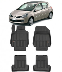 Renault Clio III Din 09.2005 - 09.2012, Hatchback , Set Covorase Auto Tip Tavita Premium 3D, din cauciuc accesorii pentru autoturismul tau - masina v162350