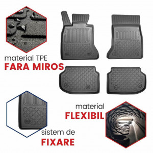 Renault Clio IV, Hatchback, Din 10.2012 - 08.2019 , Set Covorase Auto Tip Tavita Premium 3D, din cauciuc accesorii pentru autoturismul tau - masina v172705