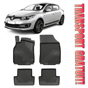 Renault Megane III Din 11.2008 - 12.2015, Hatchback , Set Covorase Auto Tip Tavita Premium 3D, din cauciuc
