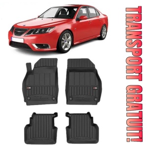 Saab 9-3 II, Sedan, Din 2002 - 05.2014 , Set Covorase Auto Tip Tavita Premium 3D, din cauciuc