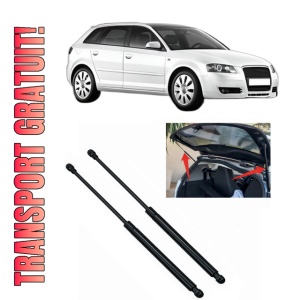 Set 2 amortizoare portbagaj haion AUDI A3 Sportback (8PA) din 2004-2013, 2 bucati, MAGNUM TECHNOLOGY, 4 stickere auto AUDI