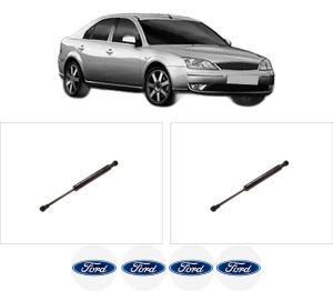Set 2 amortizoare portbagaj haion FORD MONDEO III Saloon (B4Y) din 2000-2007, 2 bucati, KROSNO, 4 stickere auto FORD v4644