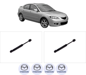 Set 2 amortizoare portbagaj haion MAZDA 3 Saloon (BK) din 2003-2009, 2 bucati, KROSNO, 4 stickere auto MAZDA v5239