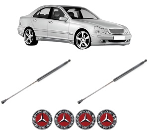 Set 2 amortizoare portbagaj haion MERCEDES-BENZ C-CLASS (W203) din 2000-2007, 2 bucati, KROSNO, 4 stickere auto MERCEDES-BENZ v2599