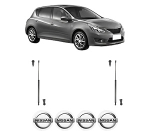 Set 2 amortizoare portbagaj haion NISSAN PULSAR Hatchback (C13) din 2014-2015, 2 bucati, KROSNO, 4 stickere auto NISSAN v1039