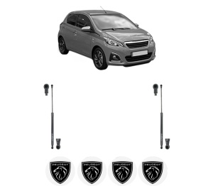 Set 2 amortizoare portbagaj haion PEUGEOT 108 din 2014-2018, 2 bucati, KROSNO, 4 stickere auto PEUGEOT v1099