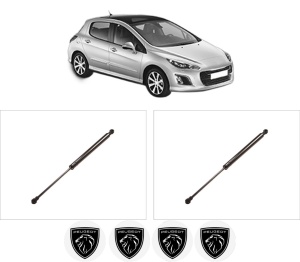 Set 2 amortizoare portbagaj haion PEUGEOT 308 I (4A_, 4C_) din 2007-2015, 2 bucati, KROSNO, 4 stickere auto PEUGEOT v4879