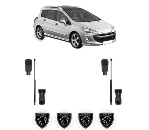 Set 2 amortizoare portbagaj haion PEUGEOT 308 SW I (4E_, 4H_) din 2007-2014, 2 bucati, MAGNUM TECHNOLOGY, 4 stickere auto PEUGEOT v4999