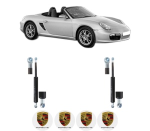 Set 2 amortizoare portbagaj haion PORSCHE BOXSTER (987) din 2004-2012, 2 bucati, KROSNO, 4 stickere auto PORSCHE v3439