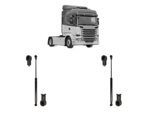Set 2 amortizoare portbagaj haion SCANIA R I din 2004-2019, 2 bucati, KROSNO, 4 stickere auto SCANIA v1819