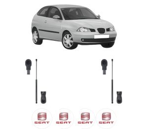 Set 2 amortizoare portbagaj haion SEAT IBIZA III (6L1) din 2002-2009, 2 bucati, MAGNUM TECHNOLOGY, 4 stickere auto SEAT v6799