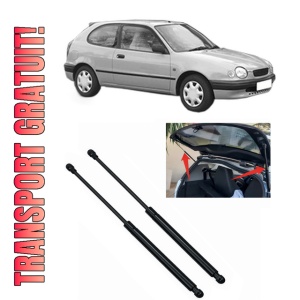 Set 2 amortizoare portbagaj haion TOYOTA COROLLA Compact (_E11_) din 1997-2002, 2 bucati, MAGNUM TECHNOLOGY, 4 stickere auto TOYOTA