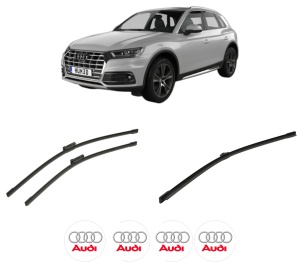 Set 3 stergatoare AUDI Q5 Van (FYB, FYG) din 2017-2020, pentru parbriz si luneta fata si spate auto, Bosch Aerotwin-Aerotwin, din cauciuc siliconat rezistent, 4 Stickere Auto AUDI - Img 2