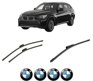 Set 3 stergatoare BMW Seria X1 (E84) din 2009-2015, pentru parbriz si luneta fata si spate auto, Bosch Aerotwin-Aerotwin Multi, din cauciuc siliconat rezistent, 4 Stickere Auto BMW - Img 2