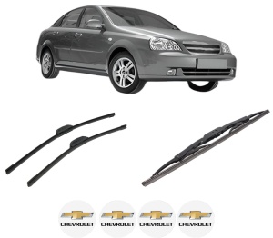 Set 3 stergatoare CHEVROLET LACETTI (J200) din 2005-2013, pentru parbriz si luneta fata si spate auto, Bosch Twin-Aerotwin Retrofit, din cauciuc siliconat rezistent, 4 Stickere Auto CHEVROLET - Img 2