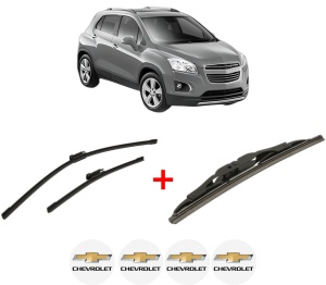 Set 3 stergatoare CHEVROLET TRAX din 2012, pentru parbriz si luneta fata si spate auto, Bosch Twin, din cauciuc siliconat rezistent, 4 Stickere Auto CHEVROLET v3737