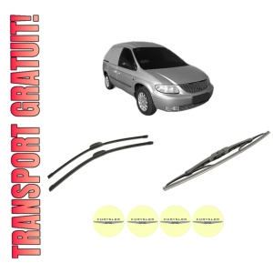Set 3 stergatoare CHRYSLER RAM VAN Van (RG) din 2005-2009, pentru parbriz si luneta fata si spate auto, Bosch Twin-Aerotwin Retrofit, din cauciuc siliconat rezistent, 4 Stickere Auto CHRYSLER