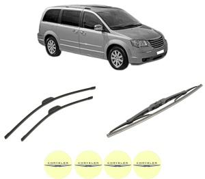 Set 3 stergatoare CHRYSLER TOWN & COUNTRY din 2011-2016, pentru parbriz si luneta fata si spate auto, Bosch Twin-Aerotwin Retrofit, din cauciuc siliconat rezistent, 4 Stickere Auto CHRYSLER - Img 2