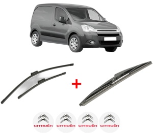 Set 3 stergatoare CITROEN BERLINGO Box Body/MPV (B9) din 2008 - 2021, pentru parbriz si luneta fata si spate auto, Bosch Twin, din cauciuc siliconat rezistent, 4 Stickere Auto CITROEN v8357