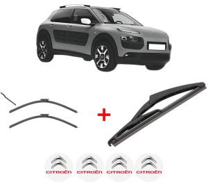 Set 3 stergatoare CITROEN C4 CACTUS din 2014 - 2018, pentru parbriz si luneta fata si spate auto, Valeo Silencio, din cauciuc siliconat rezistent, 4 Stickere Auto CITROEN v12856