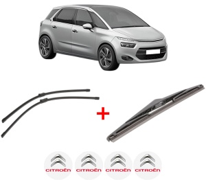 Set 3 stergatoare CITROEN C4 GRAND PICASSO II (DA_, DE_) din 2013 - 2018, pentru parbriz si luneta fata si spate auto, Bosch Twin, din cauciuc siliconat rezistent, 4 Stickere Auto CITROEN v6497