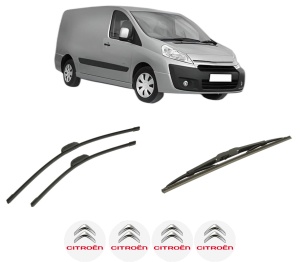 Set 3 stergatoare CITROEN JUMPY II Van din 2007-2016, pentru parbriz si luneta fata si spate auto, Bosch Twin-Aerotwin Retrofit, din cauciuc siliconat rezistent, 4 Stickere Auto CITROEN - Img 2