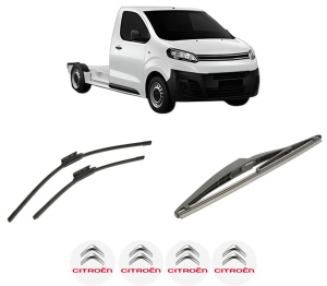 Set 3 stergatoare CITROEN JUMPY III Platform/Chassis (V_) din 2016-2023, pentru parbriz si luneta fata si spate auto, Bosch Twin-Aerotwin, din cauciuc siliconat rezistent, 4 Stickere Auto CITROEN - Img 2